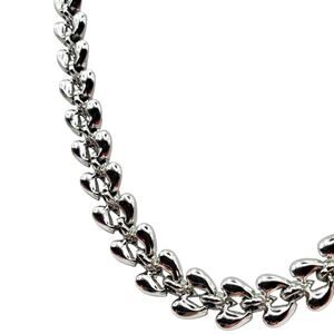 Coro Silver Heart Link Necklace 1960s Choker Polished Brushed Chain Statement